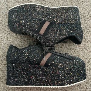 Dolls Kill Bamboo Glitter Platform Festival Sneaker